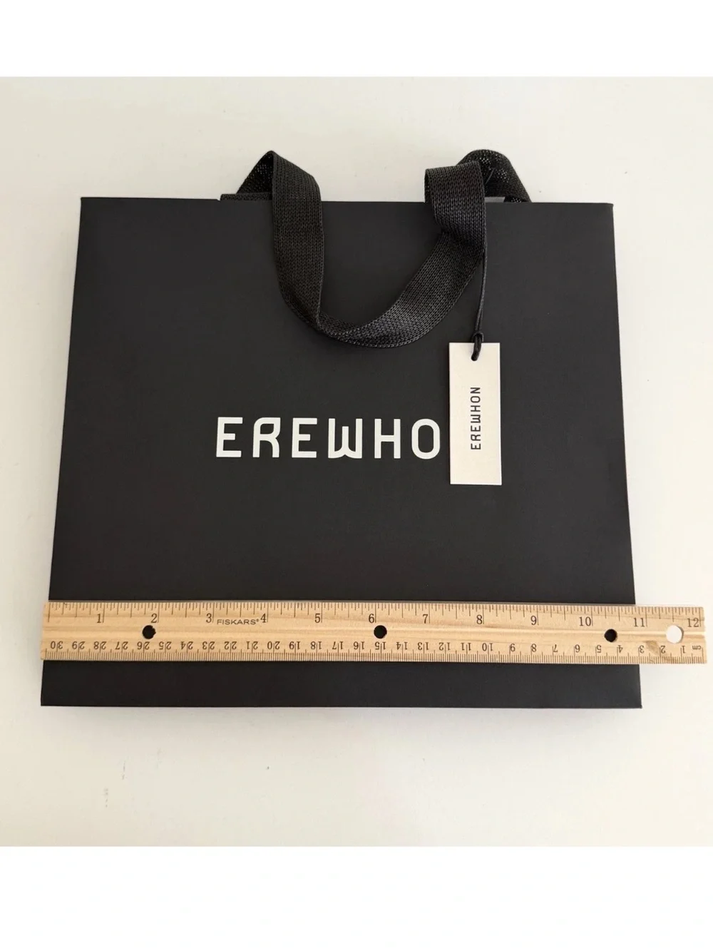 Erewhon Luxury Shopping Gift Bag Black Paper Bag w/ Tag 11” x 9.5”